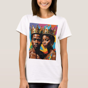 Royalty-King en Queen Bold Kleurrijke Kunst T-Shir T-shirt
