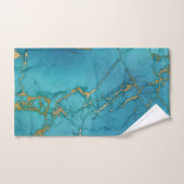 ROYAUME BLEU AQUA OR MARBRE 2 SERVIETTES DE SALLE (Serviette à main)