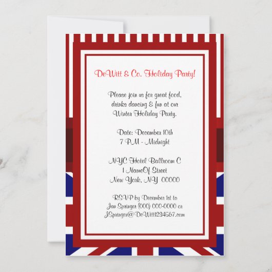 Royaume-Uni Angleterre Flag Party Invitation Rouge (Dos)