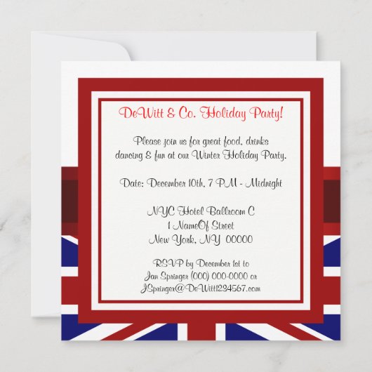 Royaume-Uni Angleterre Flag Party Invitation Rouge (Dos)