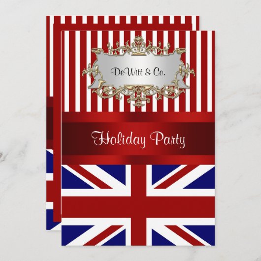 Royaume-Uni Angleterre Flag Party Invitation Rouge (Devant / Derrière)