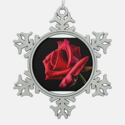 Roz dijain tin sneeuwvlok ornament (Voorkant)