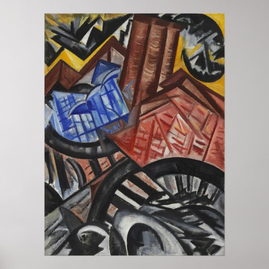 Rozanova - Fabriek en Brug 1913 Poster (Voorkant)