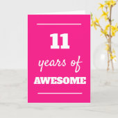 Roze 11th Birthday Kaart (Gele Bloem)