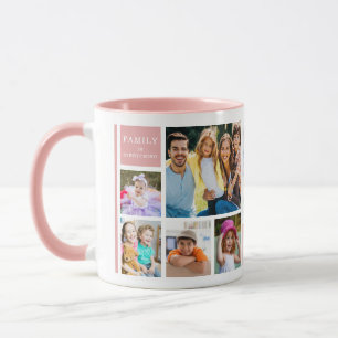 Roze 12 Familie Foto Collage Citaat Met Monogram Mok