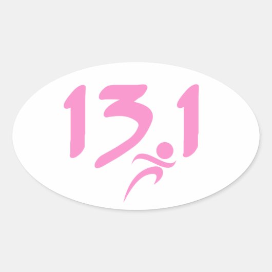 Roze 13.1 halve marathon ovale sticker (Voorkant)