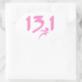 Roze 13.1 halve marathon ovale sticker (Tas)