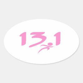 Roze 13.1 halve marathon ovale sticker