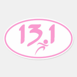 Roze 13.1 halve marathon ovale sticker