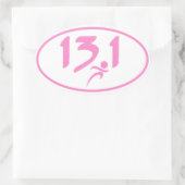 Roze 13.1 halve marathon ovale sticker (Tas)