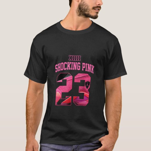 Roze 14s-T-shirt nummer 23-druppeltonen 14-schok T-shirt (Voorkant)