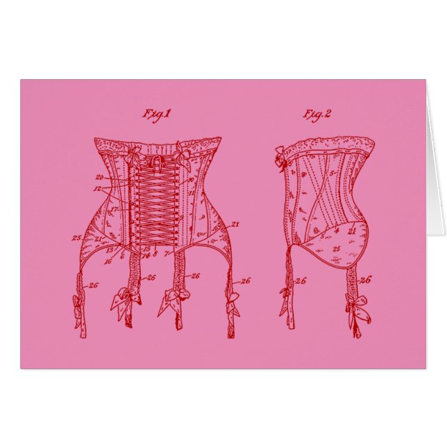 Roze 1908 Corset Illustration (Voorkant Horizontaal)