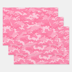 Roze 1 Camouflage Inpakpapier Vel