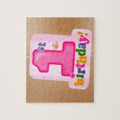 Roze 1e verjaardag Label op deur Legpuzzel (Verticaal)