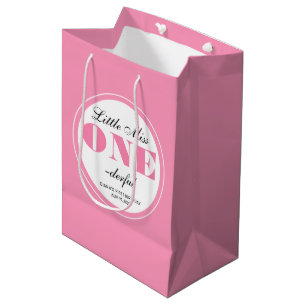 Roze 1e verjaardag medium cadeauzakje
