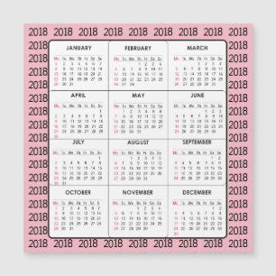 Roze 2018 Calendar Square Magnetic Card