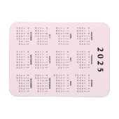 Roze 2025 Maandkalender Magneet (Horizontaal)