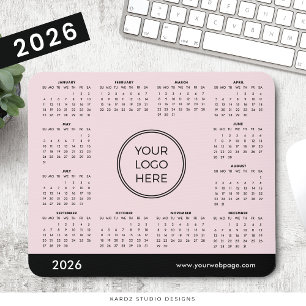 Roze 2026 Zakelijke Kalender Muismat