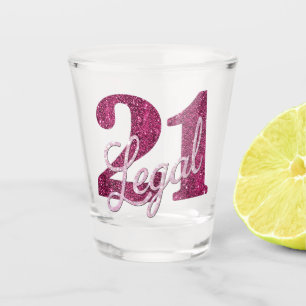 Roze 21 en wettelijk Moderne 21ste verjaardag Shot Glas