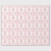 Roze 21e verjaardag Water Flaconetiket Cadeaupapier (Vlak)