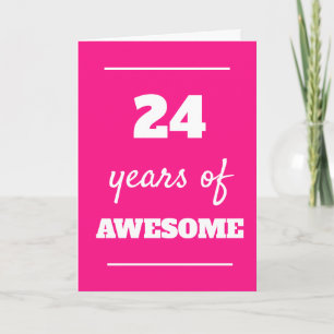 Roze 24 jaar Geweldige 24e verjaardag Kaart