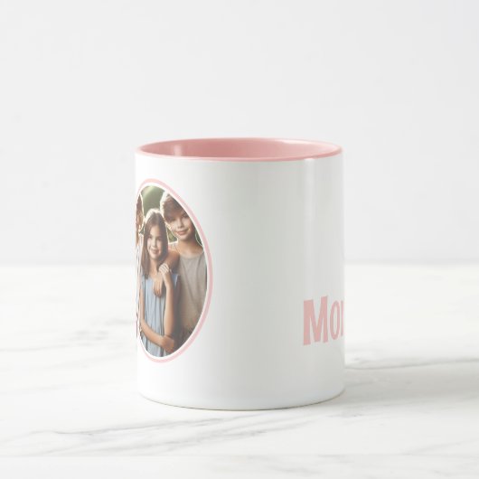 Roze 2 foto "Goedemorgen!" Gepersonaliseerd typogr Mok (Midden)