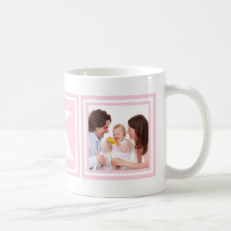 Roze 2 Foto's met groot monogram Koffiemok