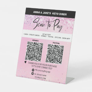 *~* ROZE - 2 QR BETALING - Tafeltafel Tent Reclamebord Met Voetstuk