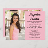 Roze 2-zijdig Afstuderen 3 Fotoaankondiging Aankondiging (Voorkant / Achterkant)