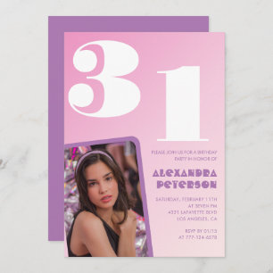 Roze 31e verjaardag uitnodigingen Retro Foto