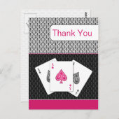 roze 3 aces vegas bruiloft Dank u kaarten (Voorkant / Achterkant)