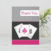 roze 3 aces vegas bruiloft Dank u kaarten (Staand voorkant)
