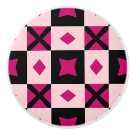Roze 3-tone geruite deurkruk keramische knop