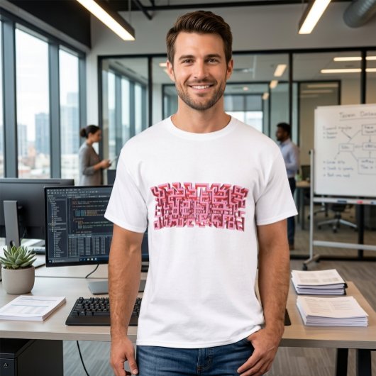 Roze 3D Doolhof T-Shirt