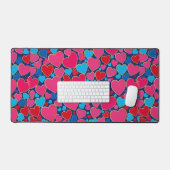 Roze 3D harten Bureaumat (Keyboard & Muis)