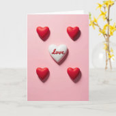 Roze 3D-liefdeshartjes Valentijnkaart Kaart (Gele Bloem)