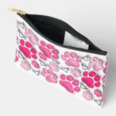 Roze 3D Paw Prints en Harten Make-up Etui (Open)