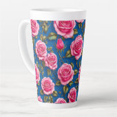 Roze 3d rozen latte mok (Linkerhoek)