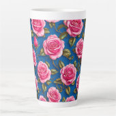 Roze 3d rozen latte mok (Voorkant)