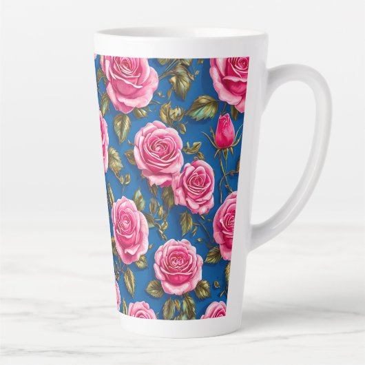 Roze 3d rozen latte mok (Rechts)