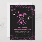 Roze 3e verjaardag uitnodigingen Save the date Gla (Voorkant)