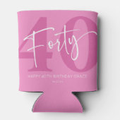 Roze 40e veertigste verjaardag feestgeschenk blikjeskoeler (Achterkant)