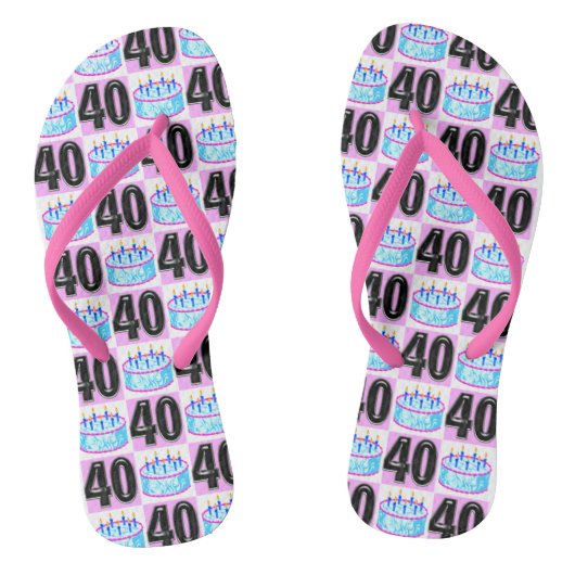 ROZE 40E VERJAARDAG CAKE TEENSLIPPERS (Voetbed)