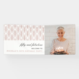 Roze 50 en Fabulous Art Deco 50th Birthday Spandoek