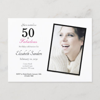 Roze 50 en Fabulous Birthday Party Uitnodiging Briefkaart