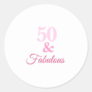 Roze 50 en Fabulous Classic Round Sticker