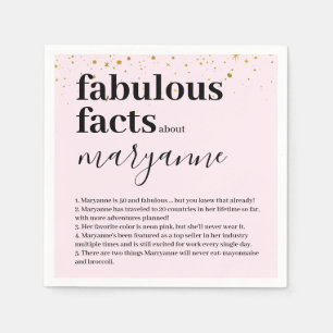 Roze 50 en Fabulous Fact Birthday Party Servet