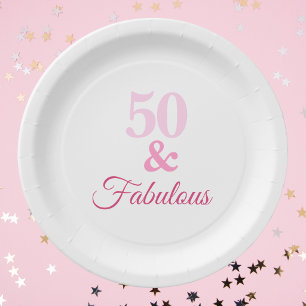 Roze 50 en Fabulous Verjaardag Papieren Bordje