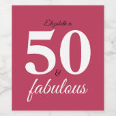 Roze 50 en fantastische verjaardag wijn etiket (Enkel label)