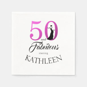 Roze 50 Fabulous 50th Birthday Party Monogram Name Servet